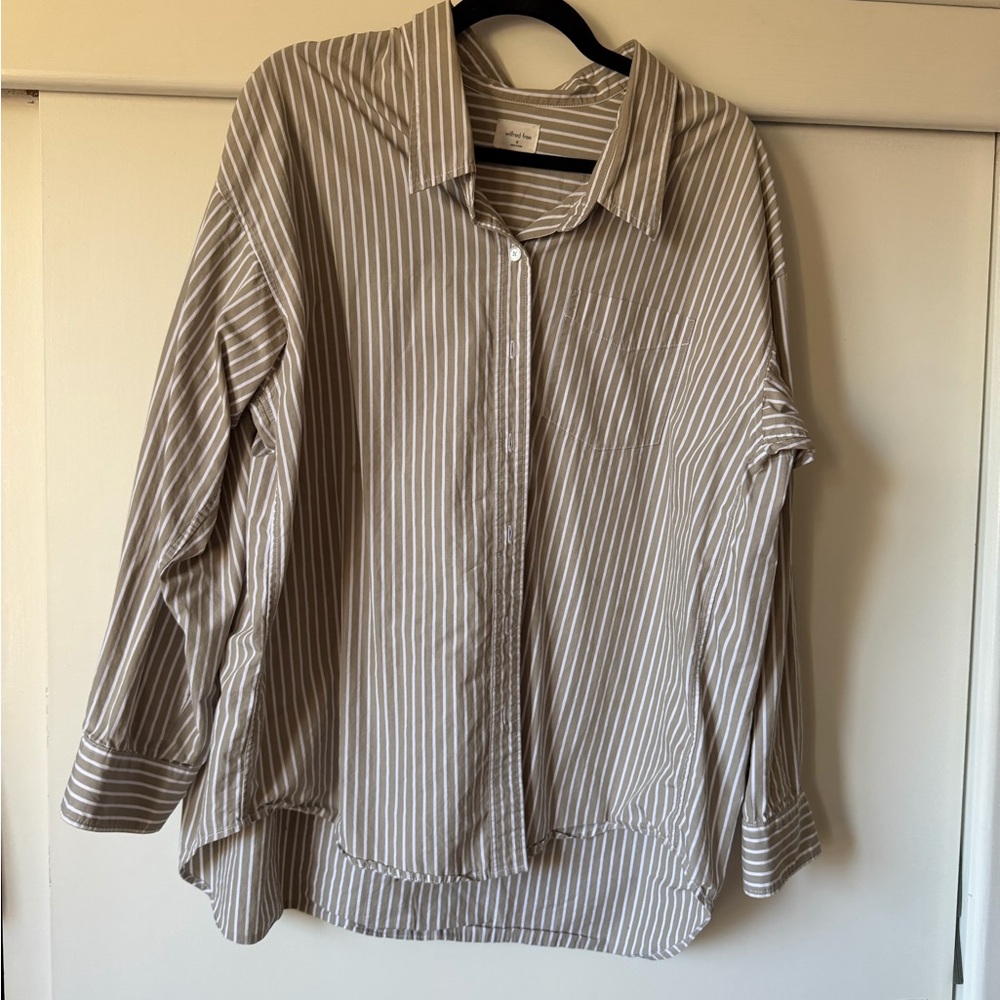 Aritzia Wilfred Free Beige and White Striped Shirt